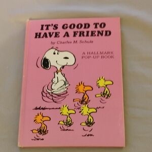 It's Good to Have a Friend Pink Peanuts Pop-Up Book Vintage Hallmark 1972